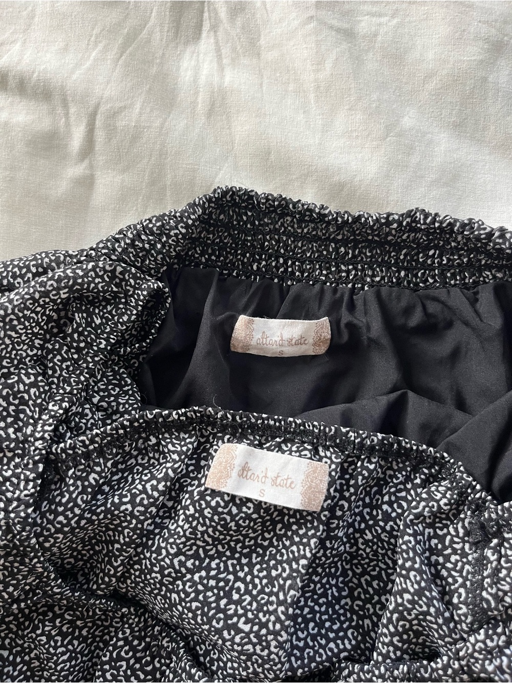 Altar'd State Black Microdot Ruffle Smocked Mini Skirt Set - Picture 3 of 4